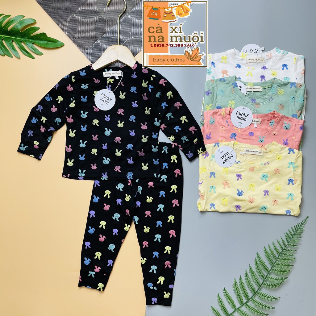 Bộ Minky Mom Thun Lạnh Dài TayFREE SHIP Hàng Chuẩn Họa Tiết Dể Thương Cho Bé Gái Bé Trai, Đủ Màu