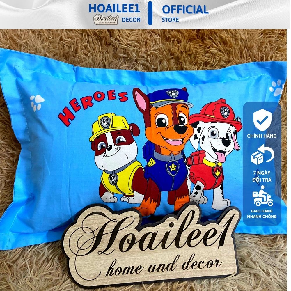 Gối cho bé cotton từ 1 tuổi chống bẹp đầu HOAILEE1 gối vỏ gối trẻ em đi học kích thước 30x50cm chọn mẫu