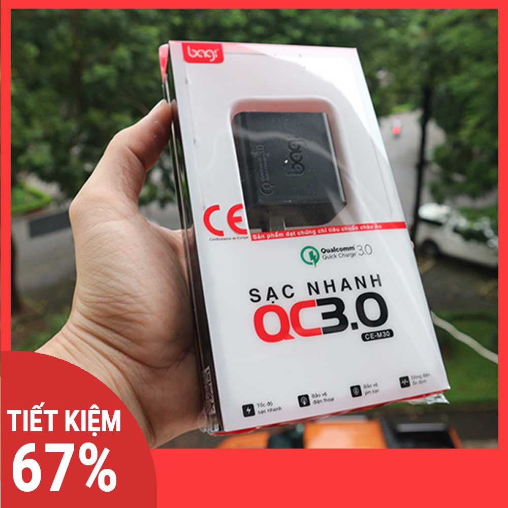 Củ Sạc Nhanh Bagi (Qualcomm) 3.0 Tiêu Chuẩn Châu Âu CE-M30 - Bảo hành chính hãng BAGI 1 năm