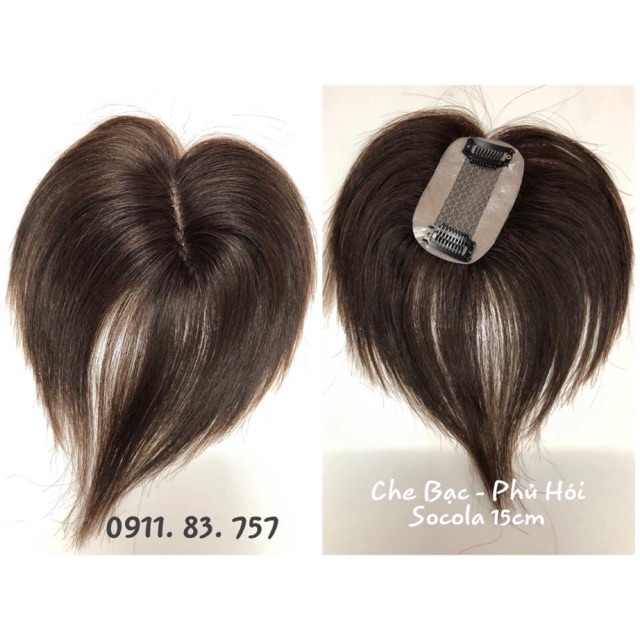 CHE BẠC - PHỦ HÓI 15cm TÓC THẬT 100%