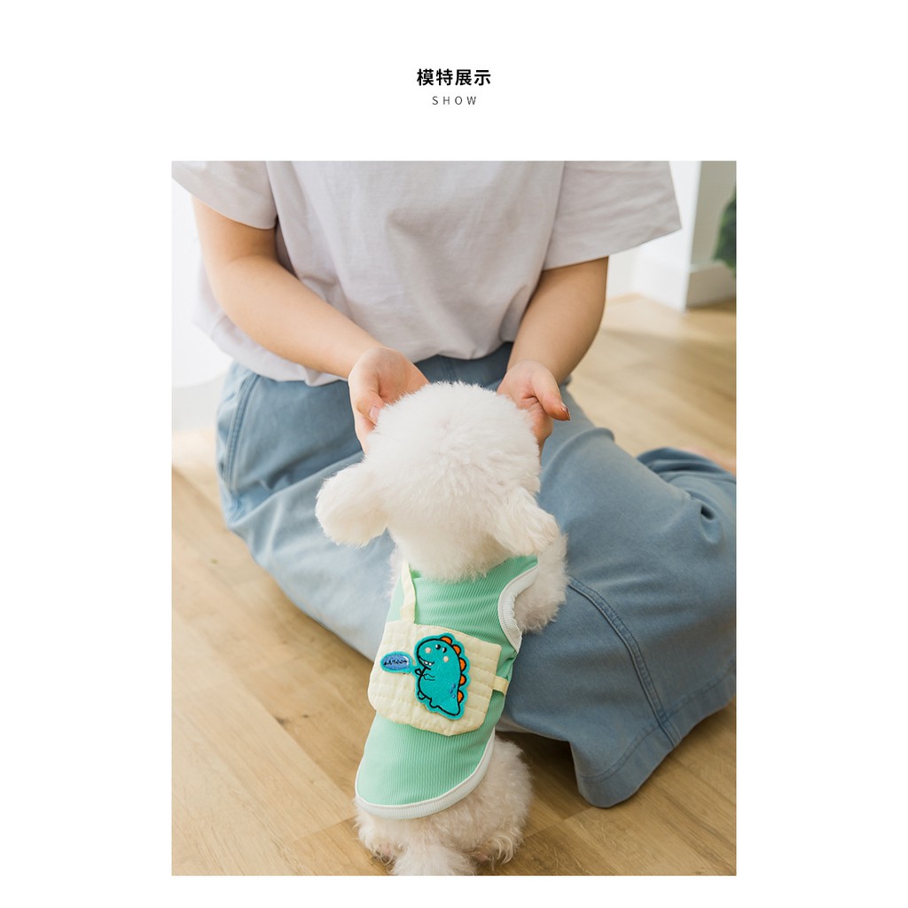 áo ba lỗ giả túi khủng long cho chó mèo