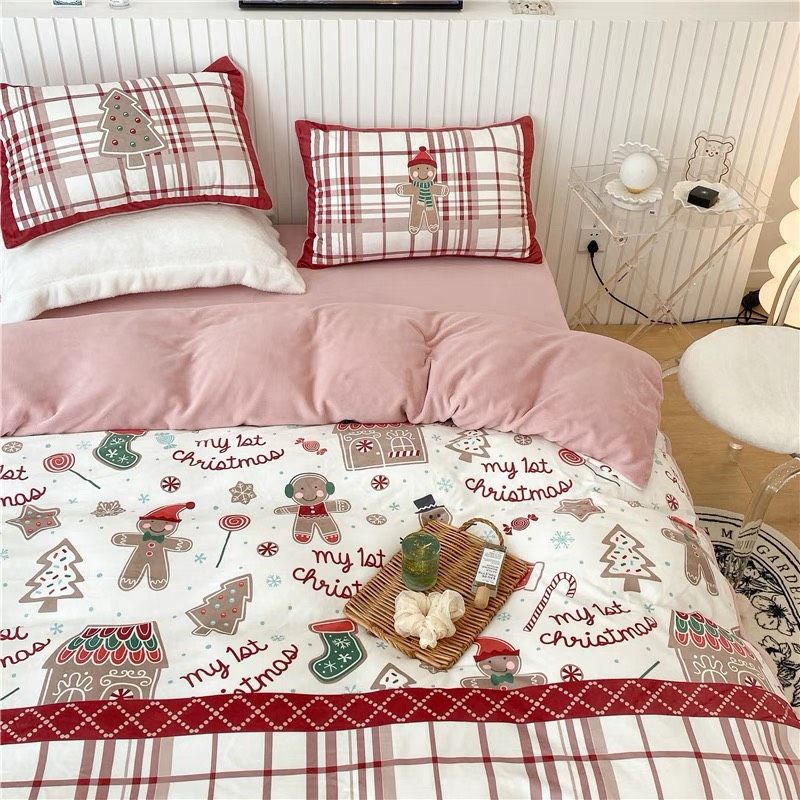 Bộ chăn ga gối cotton poly Mẫu Giáng Sinh