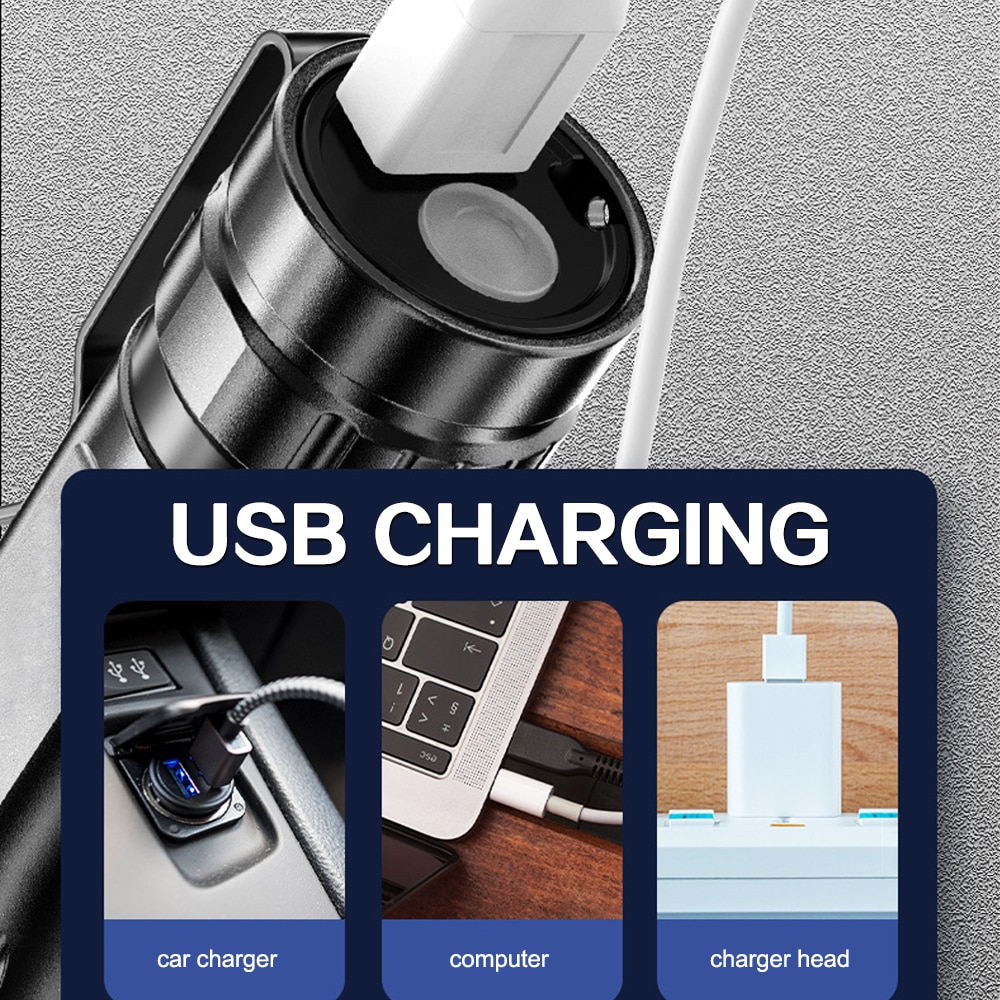 Đèn Pin Mini Siêu Sáng 30000lm Sạc Usb Dùng Cho Cắm Trại