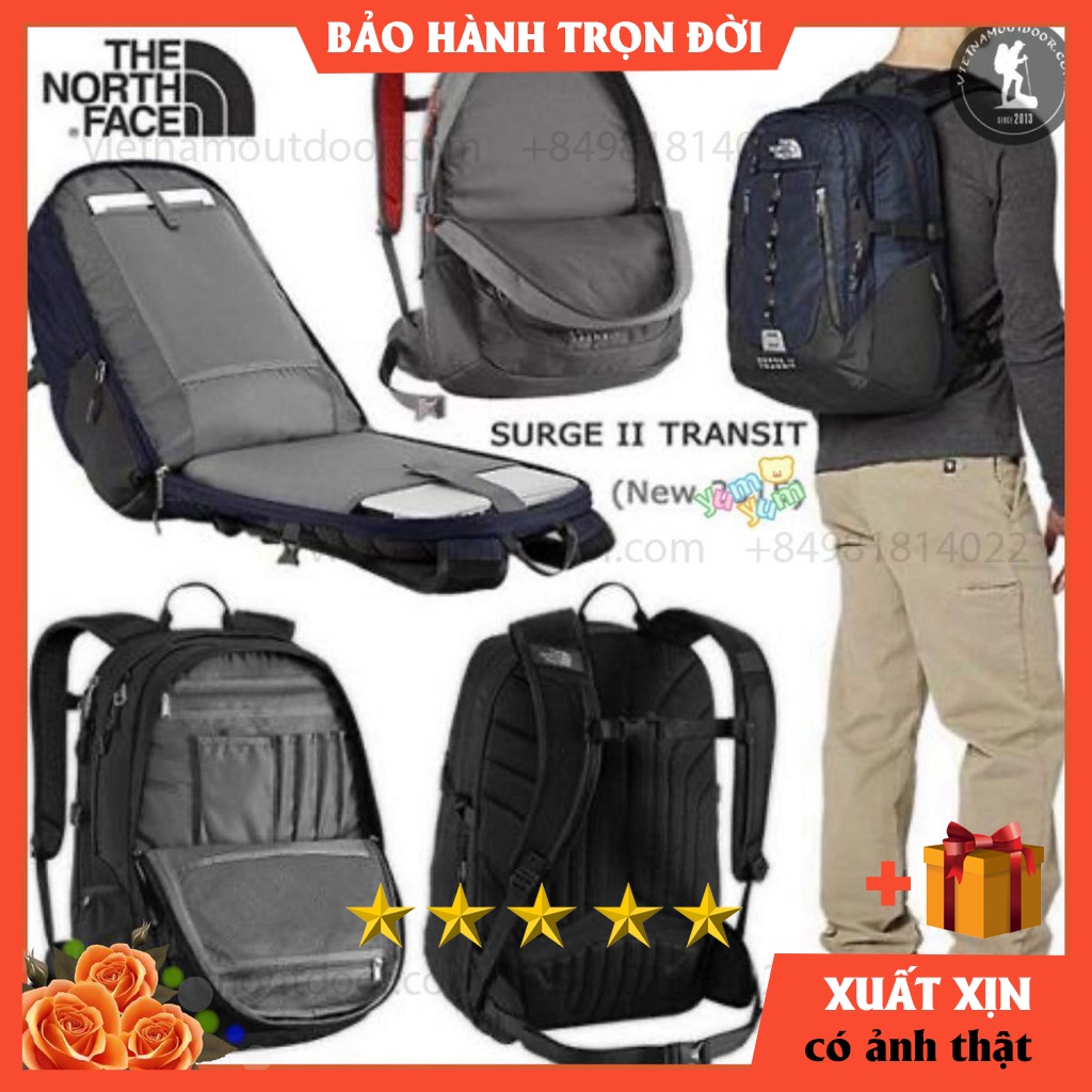 Balo nam The North Face Surge 2 transit -balo du lịch tnfCHỐNG SỐC- Đựng laptop 15, 16 inch Dây đeo trợ lực