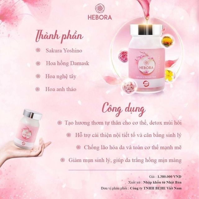 [Mã COS1505 giảm 8% đơn 300K] Hebora -Viên Uống Tạo Hương Thơm Cơ Thể Nhập Khẩu Nhật Bản | BigBuy360 - bigbuy360.vn