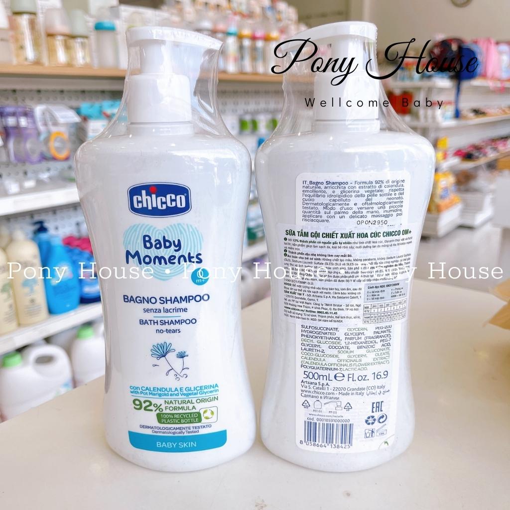 Sữa Tắm Gội Chicco 2in1 Hoa Cúc, Yến Mạch Dưỡng Da Mềm Mịn Chống Rôm Sẩy Cho Bé 200ml,500ml