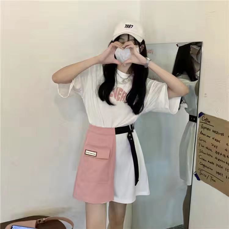 Bộ áo thun + chân váy dáng ngắn kiểu dáng thời trang mùa hè dành cho nữ