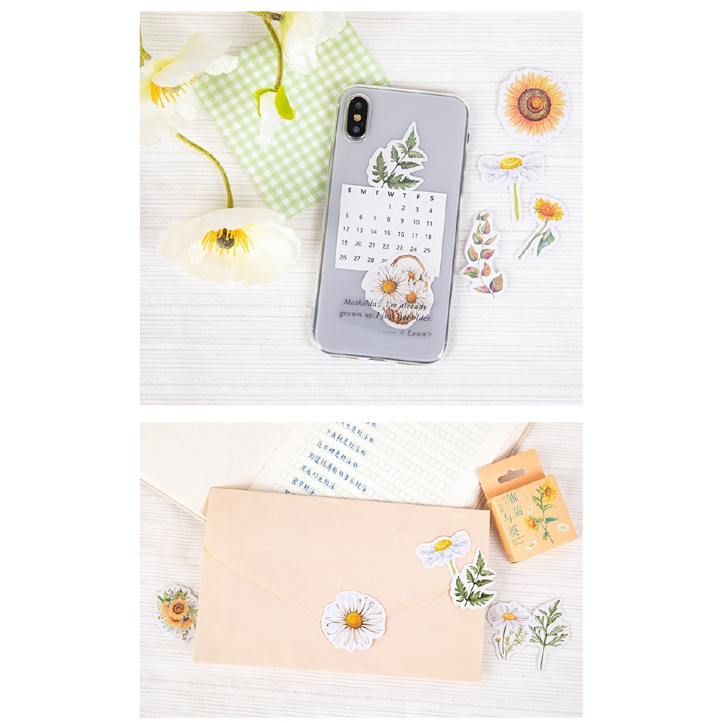 Hộp 46 Miếng Dán Trang Trí Hoa Cúc Và Hướng Dương