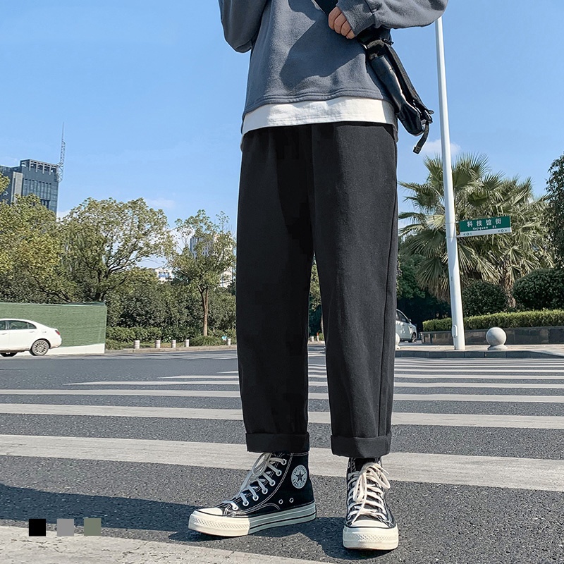 Quần Baggy Kaki Unisex Nam Nữ Ống Suông Cạp Chun Ulzzang