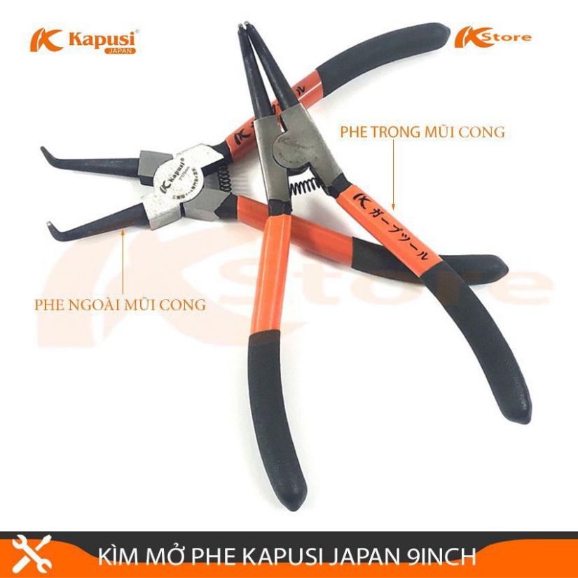 COMBO 2 KÌM MỞ PHE KAPUSI JAPAN 9INCH/205MM, KÌM MỞ PHE NGOÀI MŨI CONG, KÌM MỞ PHE TRONG MŨI CONG