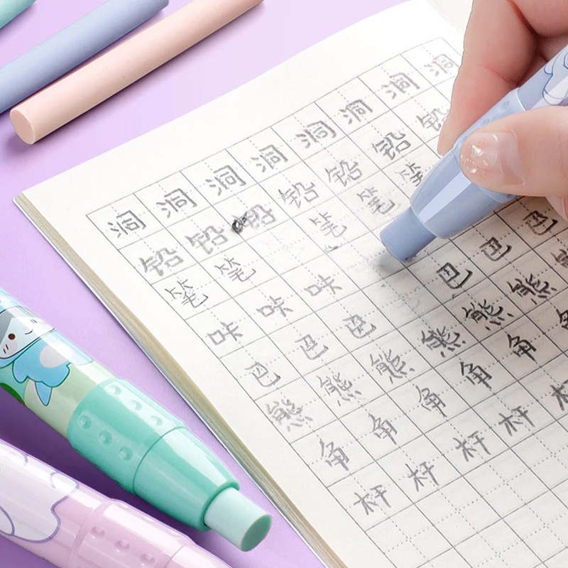 Cục Tẩy Cao Su Mềm Mại / Lõi Cao Su Dạng Nhấn Chỉnh Sửa Hình Hoạt Hình Có Thể Thu Gọn Cho Trẻ Em