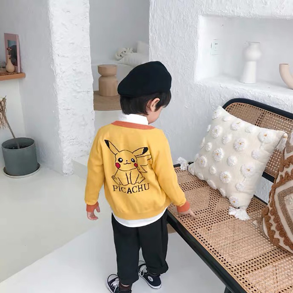 Áo Khoác Cardigan In Hình Dễ Thương Chất Cotton Len Cho Bé Trai Và Bé Gái Size 8-20kg