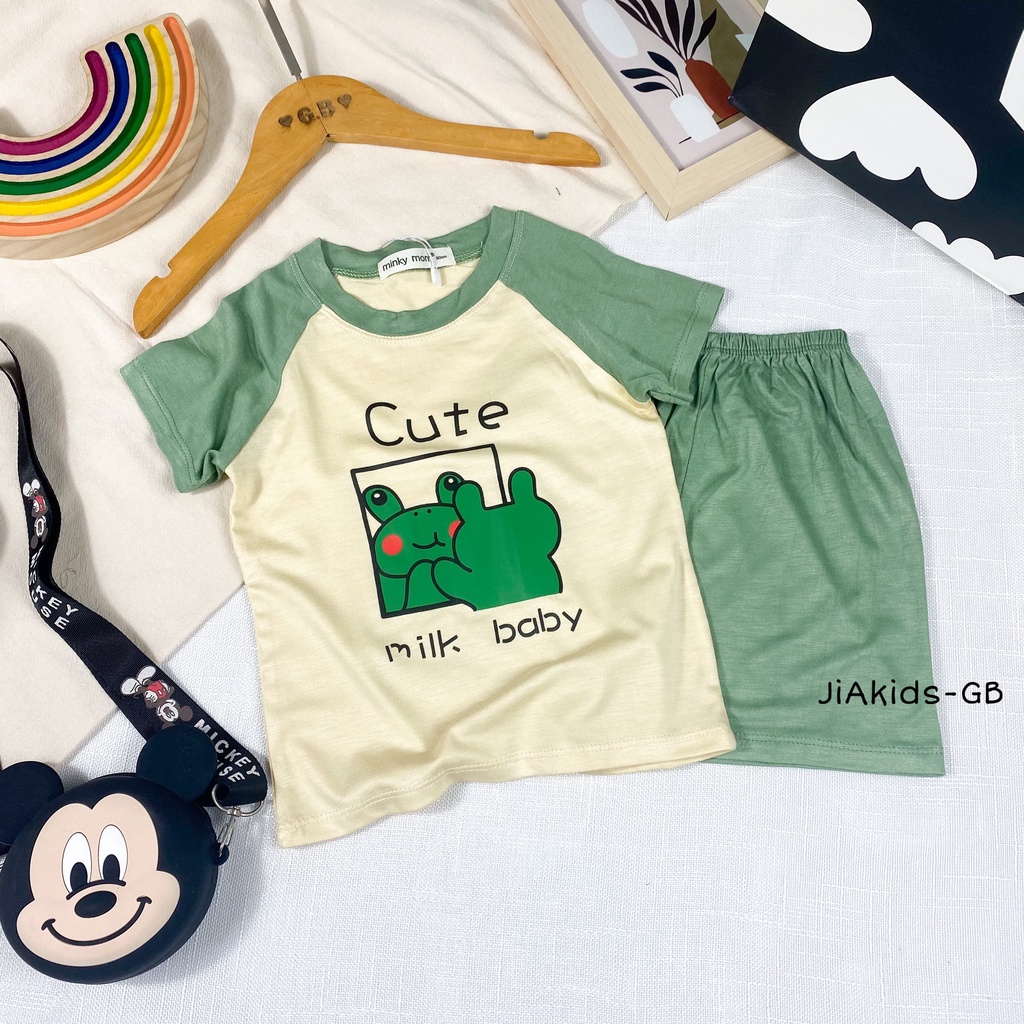 [Bé:6-27kg] Set Bộ Cộc Tay Minky Mom, Vải Thun Lạnh Thoáng Mát Mùa Hè, In Động Vật Dễ Thương - Mã: TN-IN88