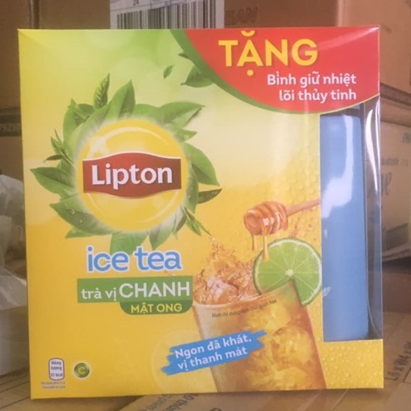 [Tặng kèm bình thủy tinh] Combo 2 hộp Trà chanh/ đào Lipton Ice Tea (14g x 16 túi*2hop)