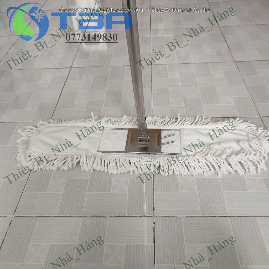 Cây lau sàn công nghiệp inox bản lau 100cm tấm cotton trấng