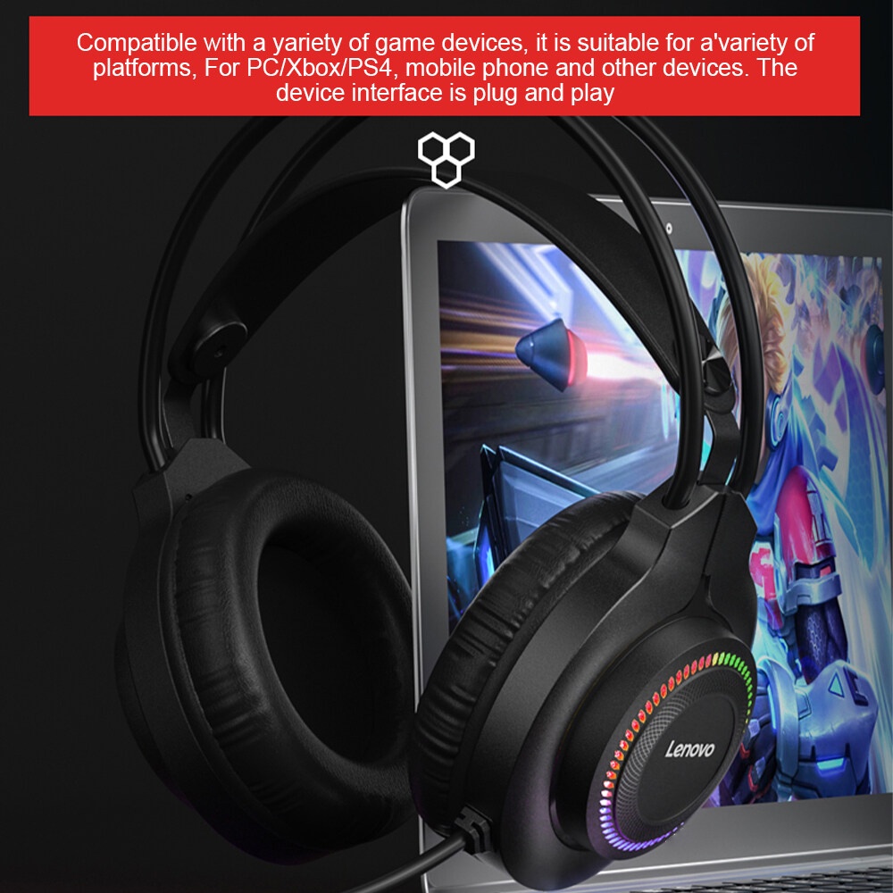 Tai nghe 7.1 gaming LENOVO G20 thinkplus led RGB - micro điều chỉnh 360 độ (Đen) Phụ kiện 1986