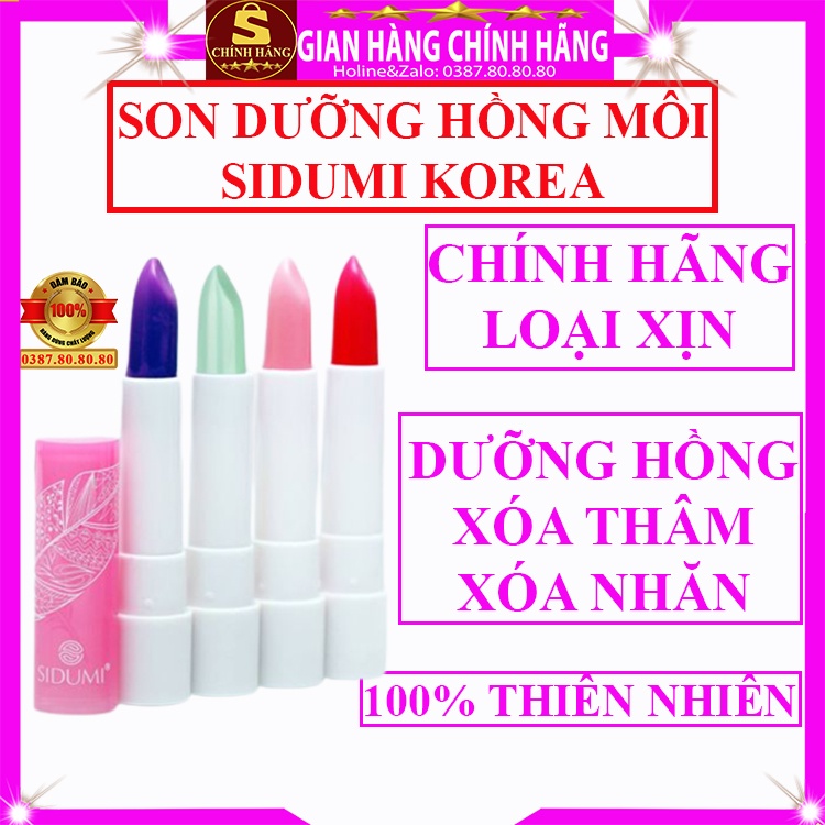 Son dưỡng môi có màu chính hãng Sidumi hàn quốc bóng dưỡng hồng môi xóa nhăn xóa thâm môi mật ong cho nam giới nữ bà bầu