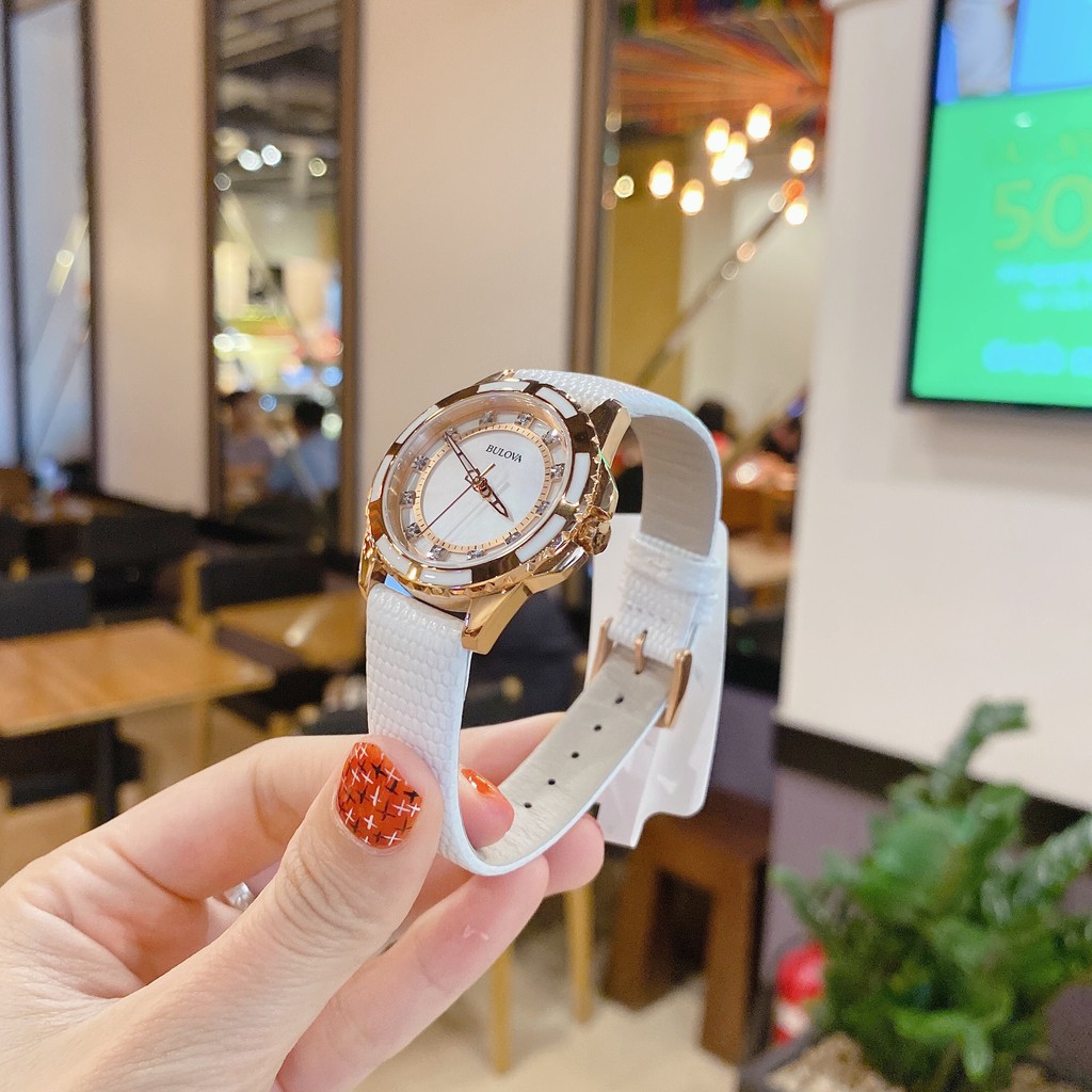 Đồng hồ nữ chính hãng Bulova Diamond 98P119- Máy quartz pin - Kính khoáng
