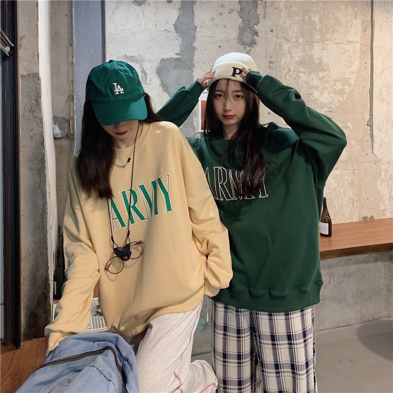 SUXI Áo Nỉ Nữ Dài Tay Cổ Tròn Thời Trang Hàn Mới