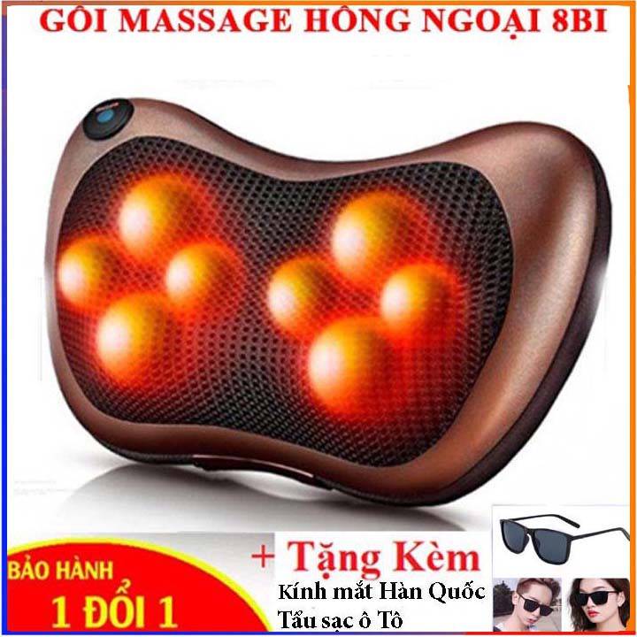 Gối massage hồng ngoại kèm kính mắt hàn quốc