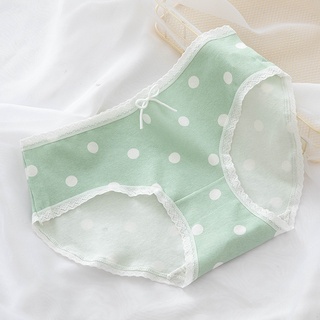 Quần lót nữ cotton xanh mint chấm bi nhật bản
