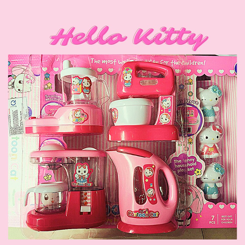 Bộ Đồ Chơi Nhà Bếp Hello Kitty ⚡️𝐀̉𝐍𝐇 𝐓𝐇𝐀̣̂𝐓⚡️4 Món Kèm Mèo kitty