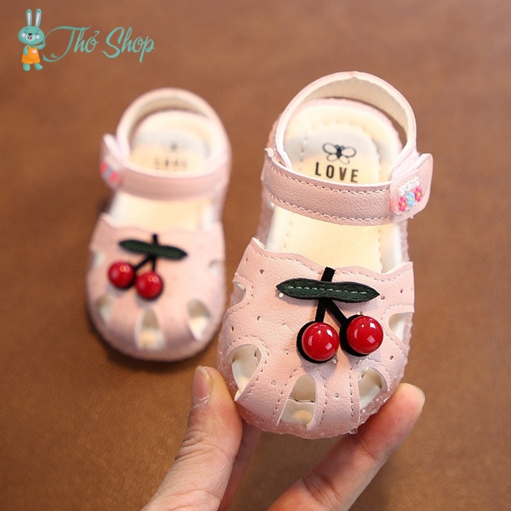 Dép Tập Đi quai mềm quả cherry cho bé gái