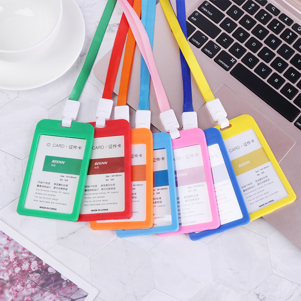 Bao đựng bảng tên bằng silicon kèm dây đeo thời trang cho học sinh và nhân viên văn phòng