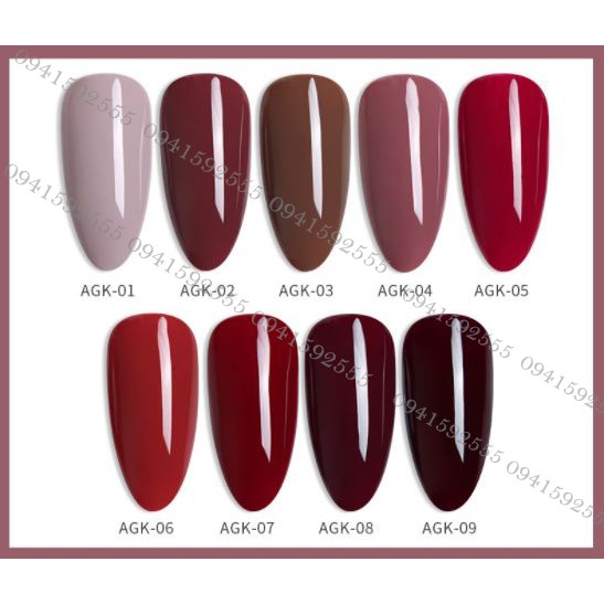 SET Sơn gel AS mã AGK mẫu chai đỏ nhọn 9 chai 15ml siêu HOT siêu xịn