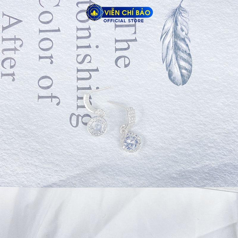 Bông tai bạc nữ mặt tròn đá trắng chất liệu bạc S925 thời trang phụ kiện trang sức nữ Viễn Chí Bảo B400506x
