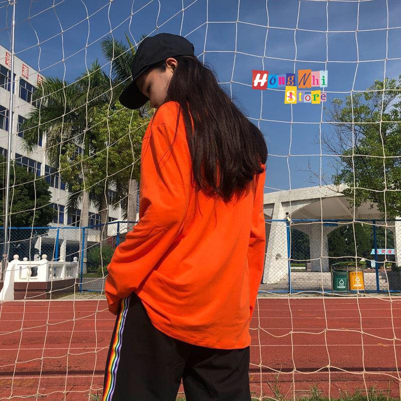 Áo Thun Tay Dài Trơn Long Tee Ulzzang Unisex Dáng Rộng Màu Cam - MM