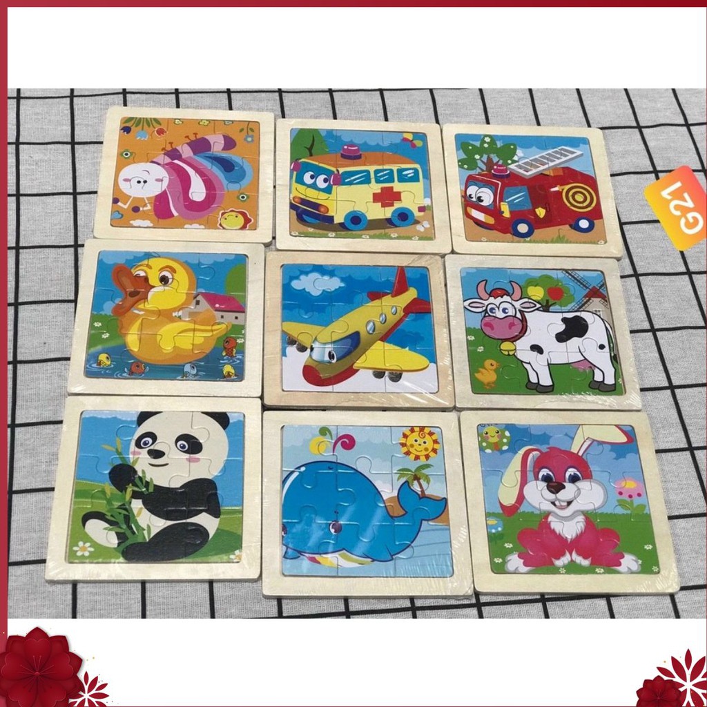 [XẢ KHO]  Đồ chơi Xếp Hình Ghép Gỗ Puzzle 9 Miếng Cho Bé