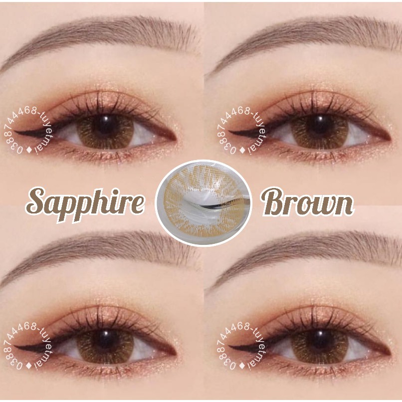 Lens Cận Màu Nâu Tây Sapphire Brown 14mm Mẫu Công Nghệ Mới Cao Cấp - Kính Áp Tròng Hàn Quốc Chính Hãng Vassen Sexy Me