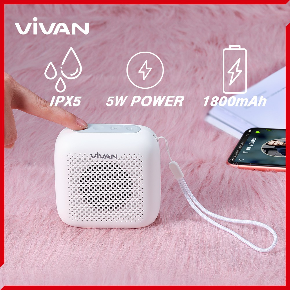 [ nhà phân phối chính 1 đổi 1] Loa Bluetooth 5.0 ngoài trời chống thấm nước Vivan VS1 chơi nhạc liên tục 8 giờ sạc nhanh