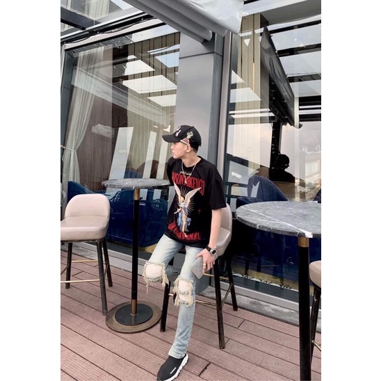 Áo thun tay lỡ Mikenco The Fallen Angel Thiên Thần MOSSSHOP - Áo phông nam nữ unisex phong cách ulzzang form rộng 65kg