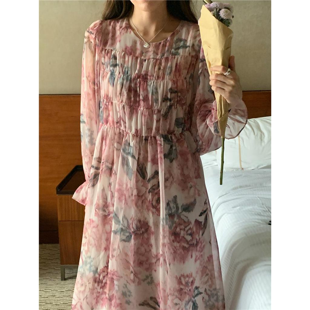 Đầm Voan Hoa Dáng Dài Phong Cách Hàn Quốc Sành Điệu 61068