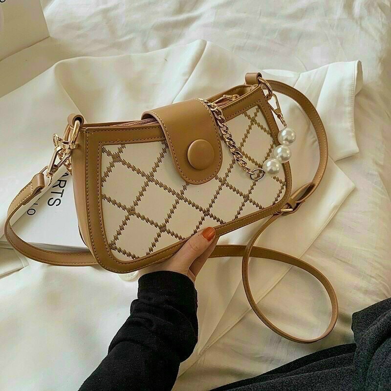 Túi Xách Nữ Kẻ Ô Dây Ngọc Siêu Xinh