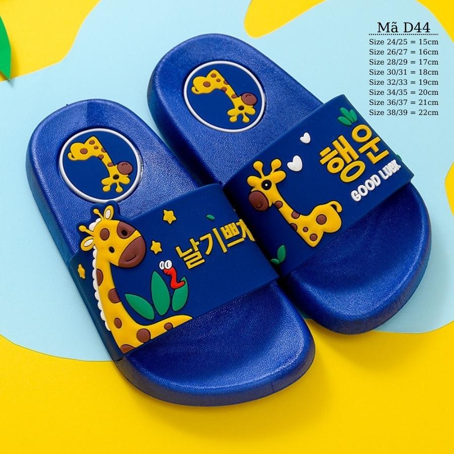 Dép đi trong nhà cho bé trai bé gái quai ngang dép lê nhựa dẻo êm nhẹ cao cấp chống trơn trượt trẻ em 3 - 12 tuổi D44