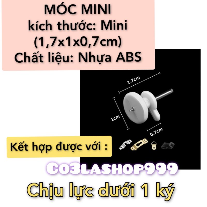 set 100 móc Mini đóng đinh, treo vật dụng, tranh trang trí nhựa ABS