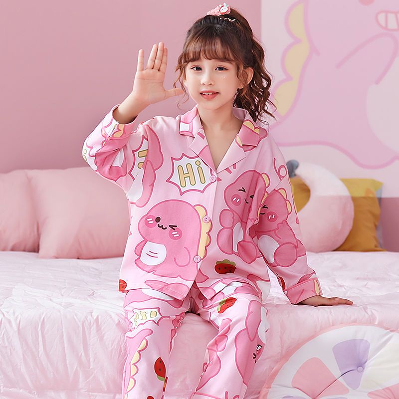 Bộ Đồ Ngủ Cotton Tay Dài Phong Cách Công Chúa Dễ Thương Cho Bé Gái