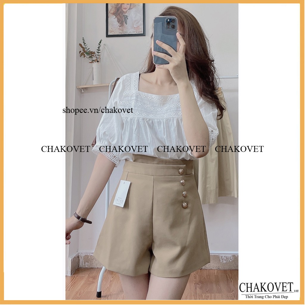 Áo kiểu nữ cộc tay A829 cổ vuông ngực phối ren freesize<55kg mặc đẹp thoáng mát dáng xinh phù hợp đi làm đi học đi chơi | BigBuy360 - bigbuy360.vn