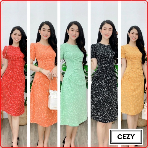 Đầm dự tiệc nhún eo tay phồng có size bigsize CEZY D54