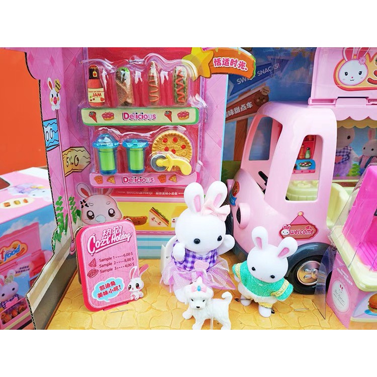 ĐỒ CHƠI BÚP BÊ THỎ BÔNG YASINI - CHỦ ĐỀ DINING CAR XE BÁN ĐỒ ĂN