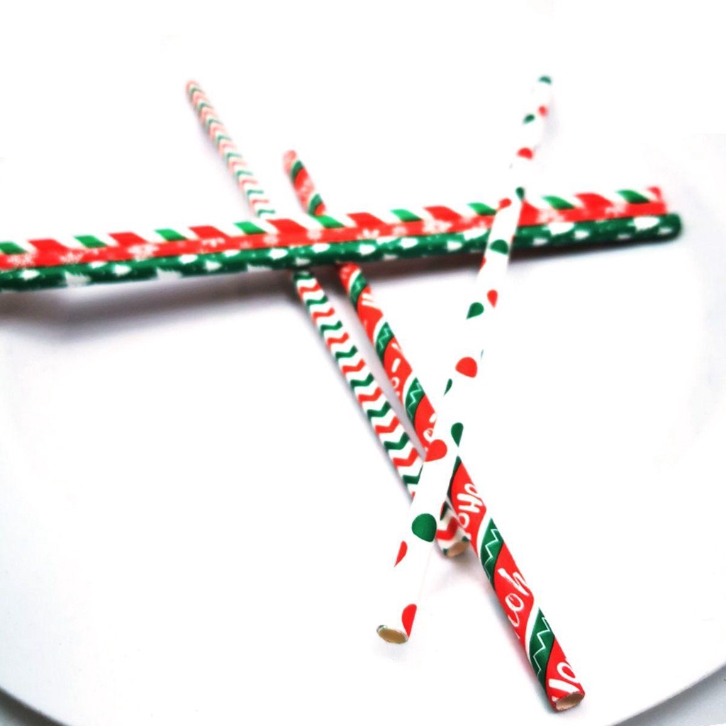 Ống Hút Giấy Phân Hủy Sinh Học Nhiều Màu Sắc Trang Trí Tiệc Giáng Sinh Năm Mới