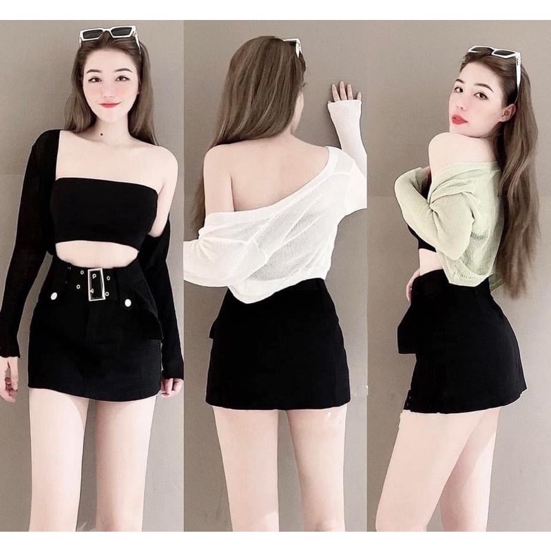 Chân váy KAKI PHỐI KHOEN tặng KÈM NỊT rời có quần bảo hộ bên trong dễ thương Nữ kiểu hàn quốc- Thiên Yết
