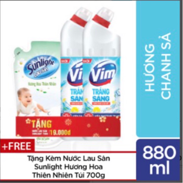 Nước tẩy bồn cầu vim tặng nước lau sàn 700ml