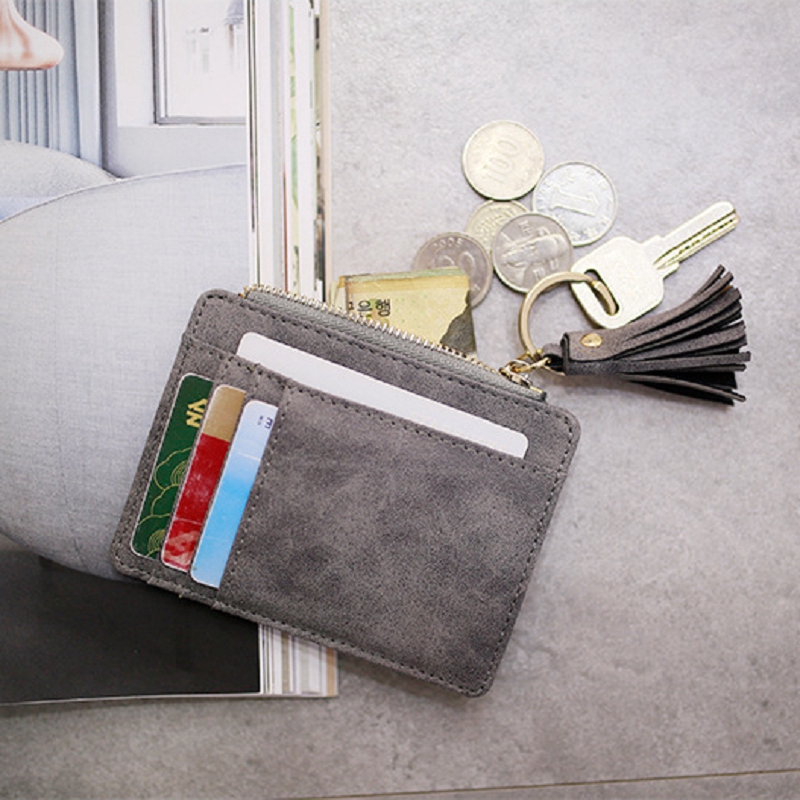 Ví mini đính núm tua đựng thẻ/ tiền xu/ tiền mặt xinh xắn dành cho nữ | BigBuy360 - bigbuy360.vn