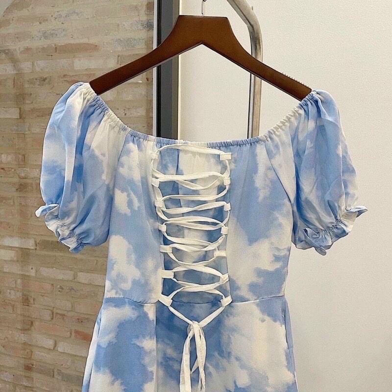 💃 Đầm Nữ Loang Trễ Vai Cột Dây Váy Nữ Dáng Ngắn Chất Thun | BigBuy360 - bigbuy360.vn