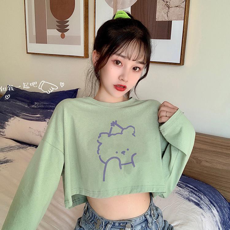 ÁO TAY DÀI CROPTOP FORM RỘNG CÁ TÍNH HÌNH THẬT UP Ở CUỐI