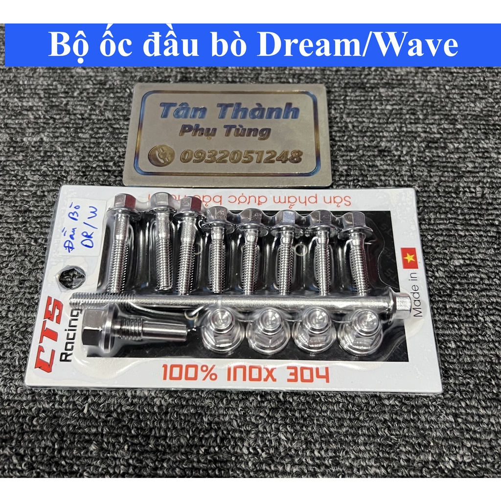 Bộ ốc đầu bò Inox 304 cho Dream, Wave